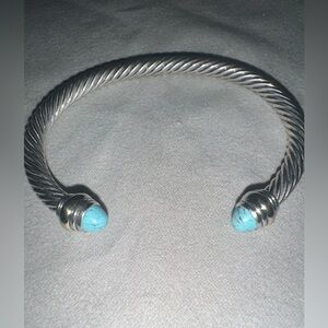 David Yurman Classic Cable bracelet turquoise stones sterling Silver white gold